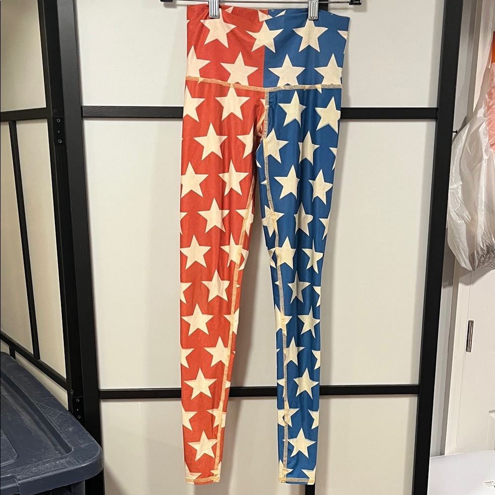 Teeki Star-Spangled Red and Blue Leggings Women's Size X-Small